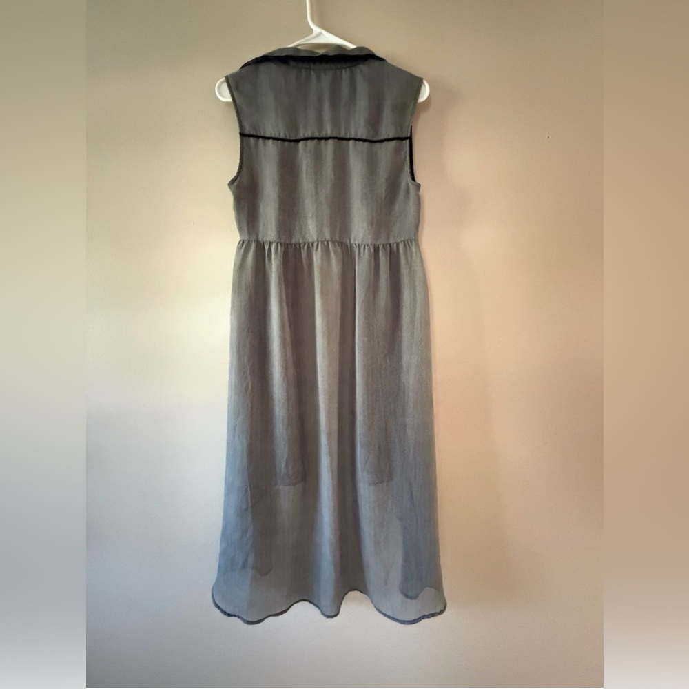 WeZC Summer sleeveless button-down dress size S gathered waist high-low striped - Picture 5 of 11